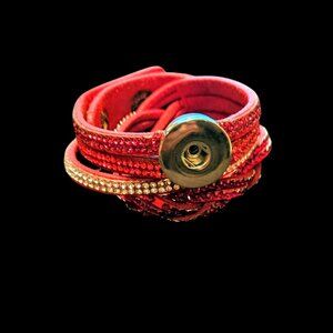 Red Rhinestone Wrap Snap Bracelet – Interchangeable Charm Jewelry